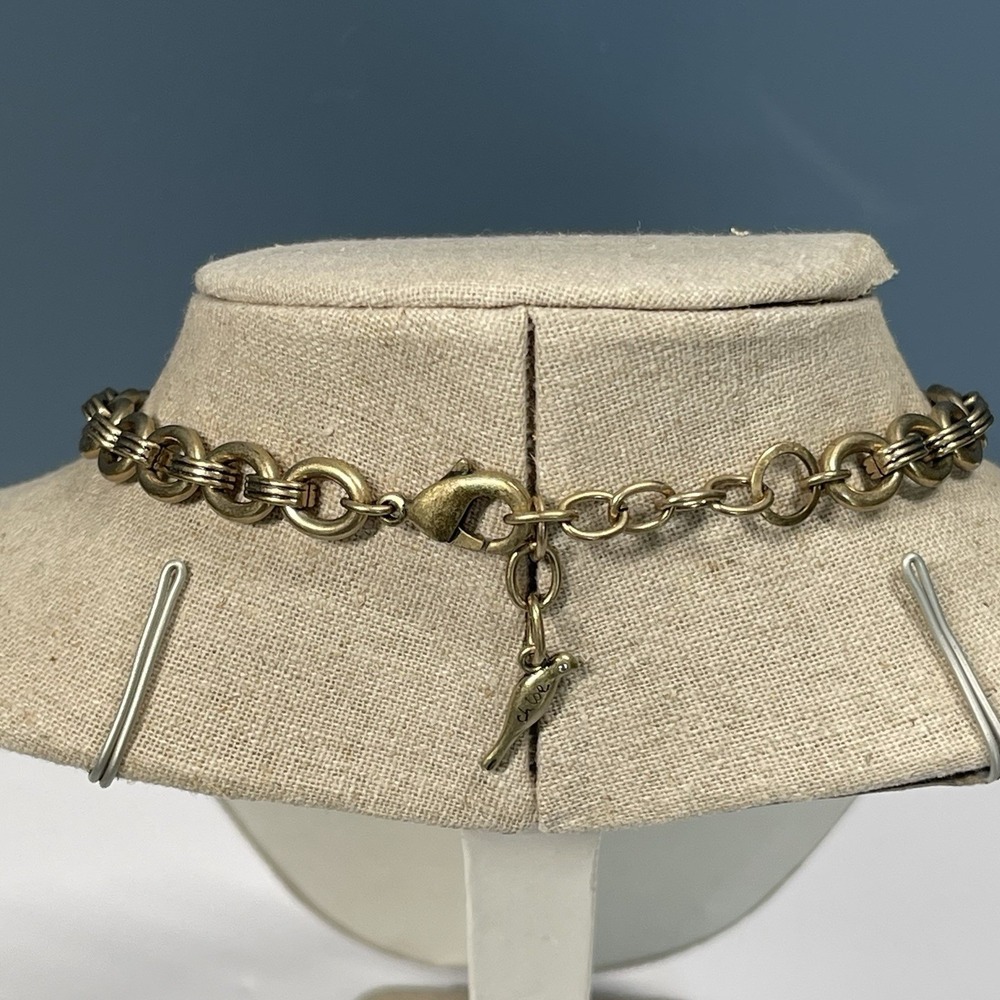 Chloe & Isabel Floral Necklace w/Box‎ Champagne & Ivory Stones Antiqued Brass - Picture 5 of 10